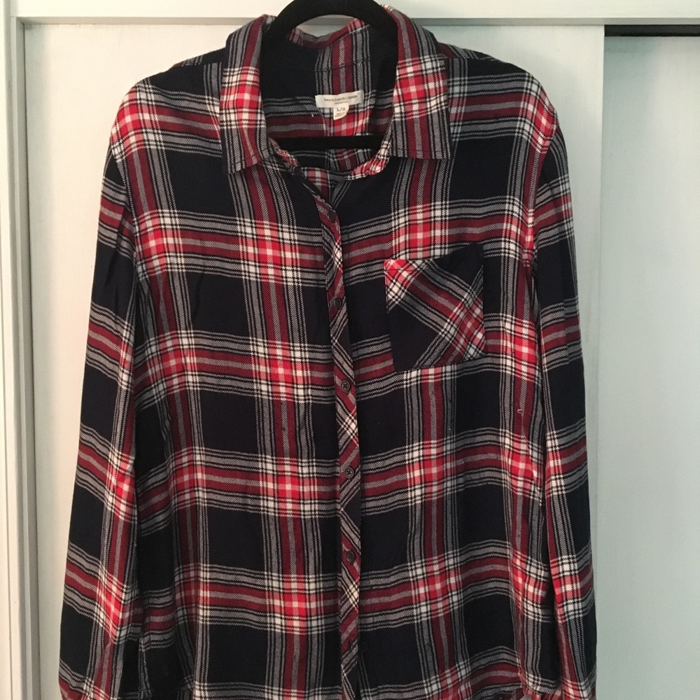 Navy and Red Button Down - Soft!