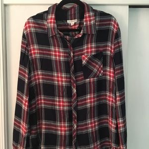 Navy and Red Button Down - Soft!