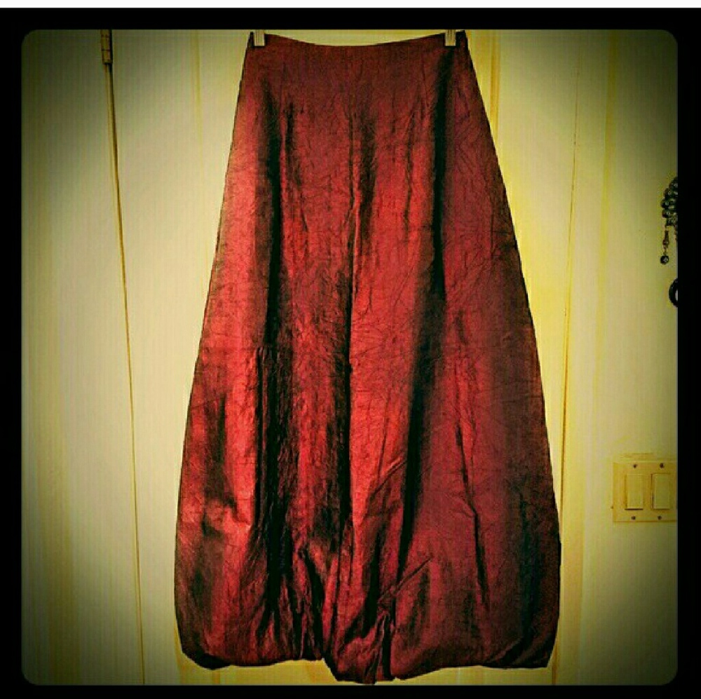 Vintage 90's Bebe Deep Red Taffeta Skirt