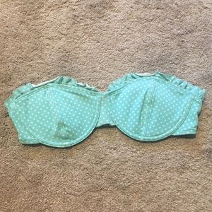Xhilaration Blue Polka Dot Strapless Bikini Top