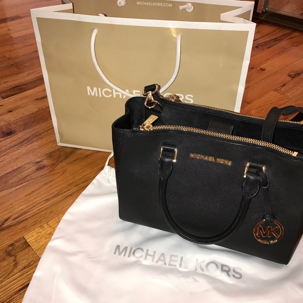 Michael Kors Satchel Black Leather Bag