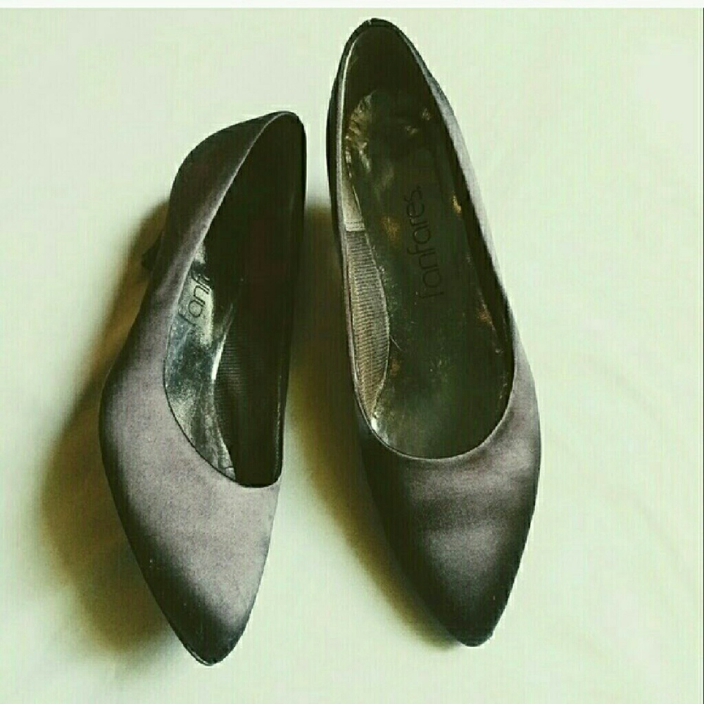 Vintage Black Satin Pumps