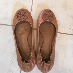 Tory Burch Reva Leather Ballet Flats - Tan Sz 6.5