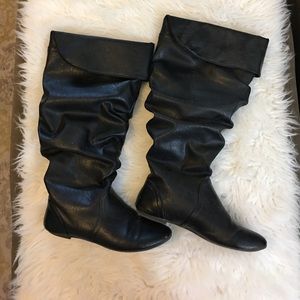 Tall wide calve black boots