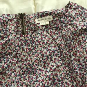 Obey XS floral dress with rope tie waist