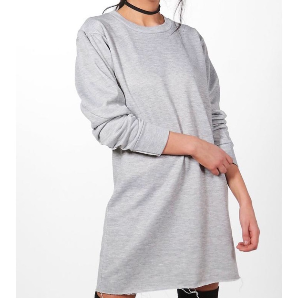 Long, Exaggerated Sleeves, Raw Hem Sweatshirt