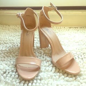 Chic nude ankle strap heels / pumps size 9
