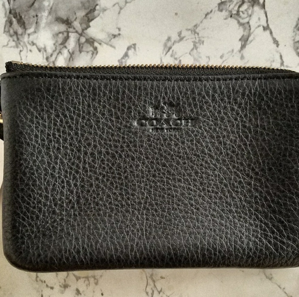 Coach Black Leather Wristlet-BRAND NEW