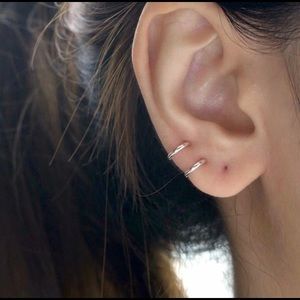 dainty hugging hoop earrings