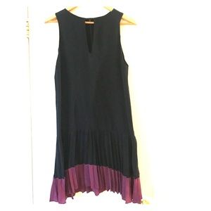 wren silk color block drop-waist dress