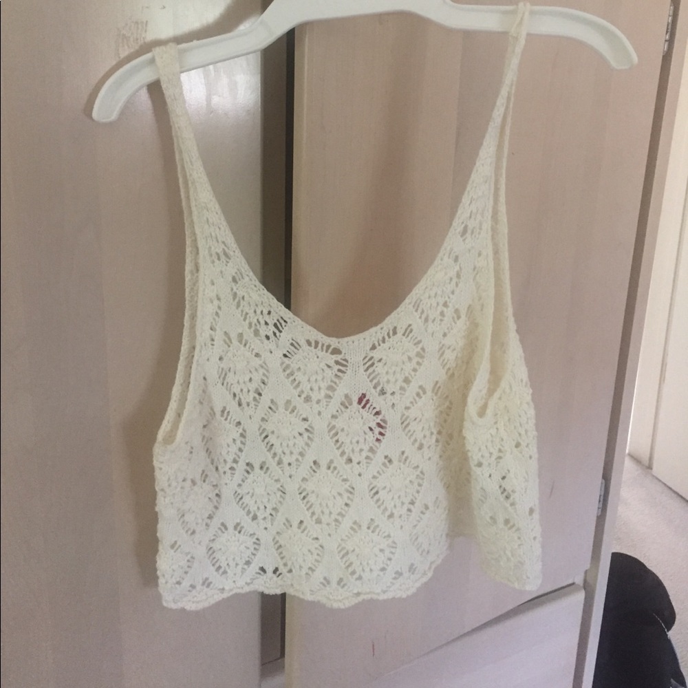 Cream knit crop top