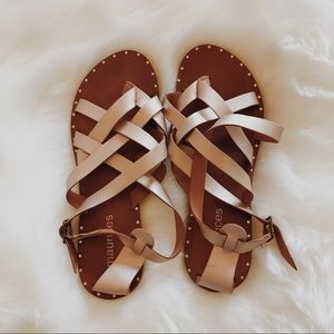Rose gold strappy sandals