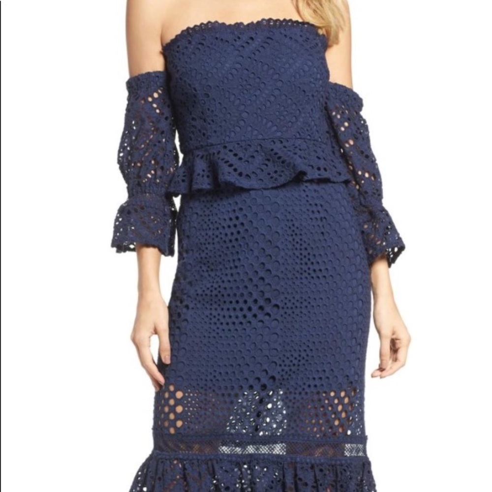 Foxiedox eyelet off the shoulder mermaid dress XS