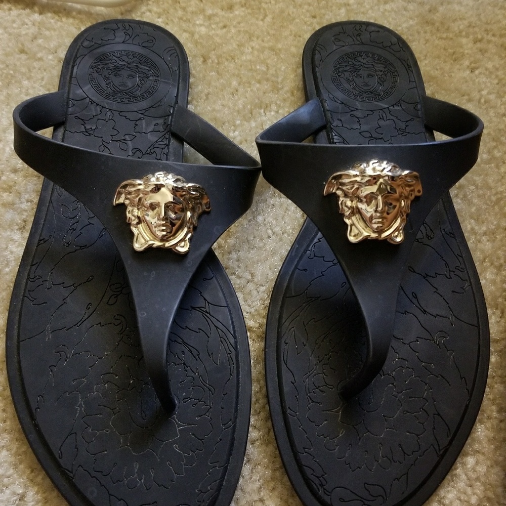 Black and gold sandals