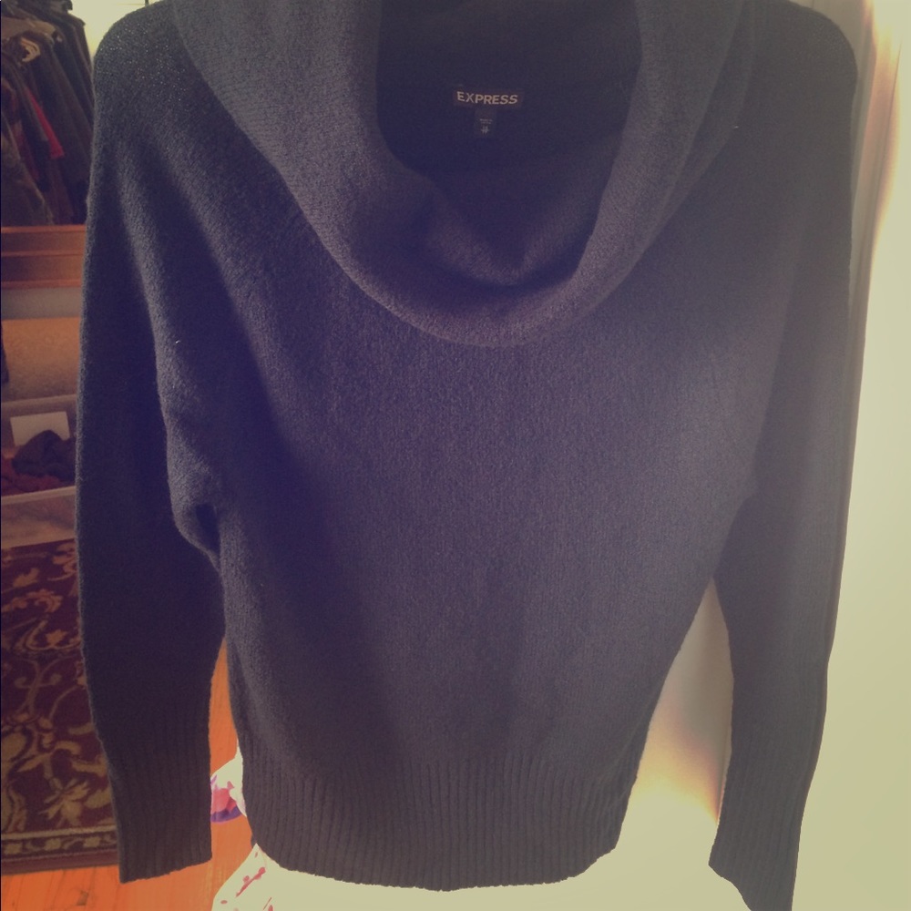Black cowl neck/off-the-shoulder sweater