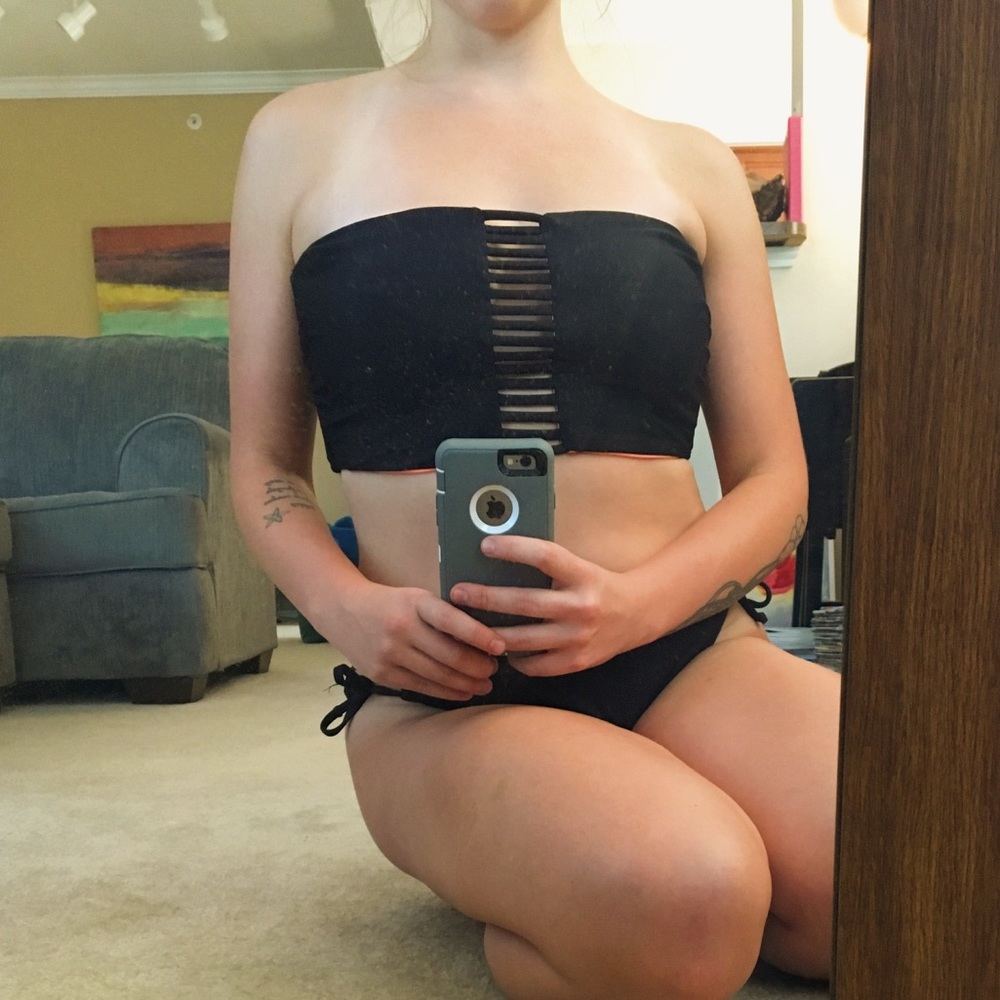 NWOT Black Cage Swim Top