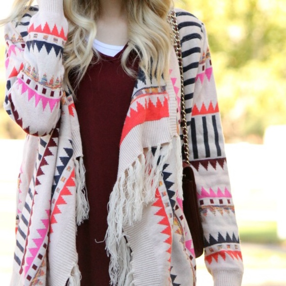 tribal fringe cardigan