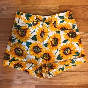 American Apparel high-waisted sunflower shorts