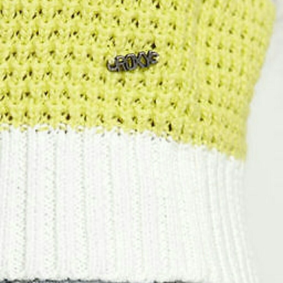 Roxy chunky knit cropped striped sweater pullover sweatshirt XL button - Picture 3 of 5