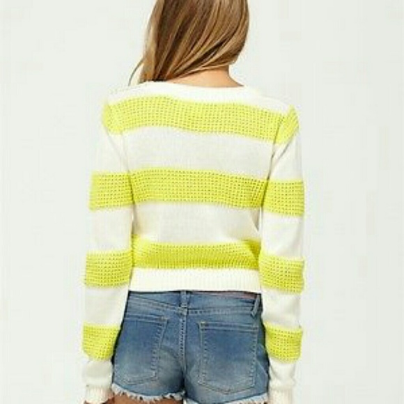 Roxy chunky knit cropped striped sweater pullover sweatshirt XL button - Picture 4 of 5