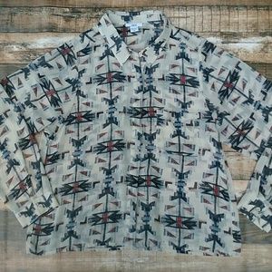 Bar lll Sheer Button Down Long Sleeve Top Size XL