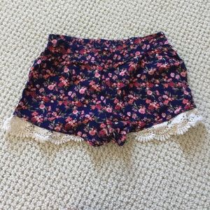 Urban outfitters floral lace-trim shorts