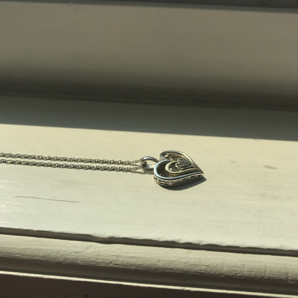 Heart Pendant Necklace (gold and diamonds)