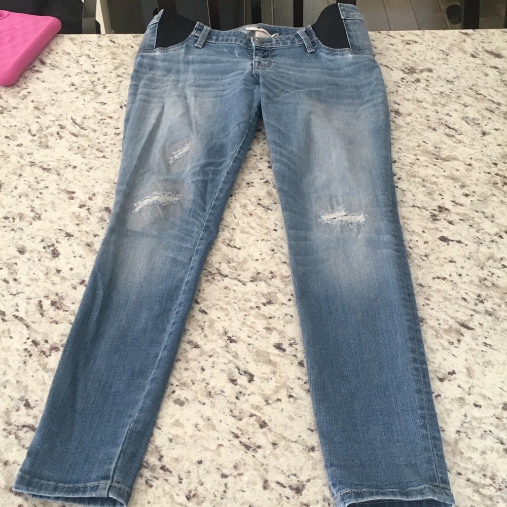Maternity distressed skinny jeans