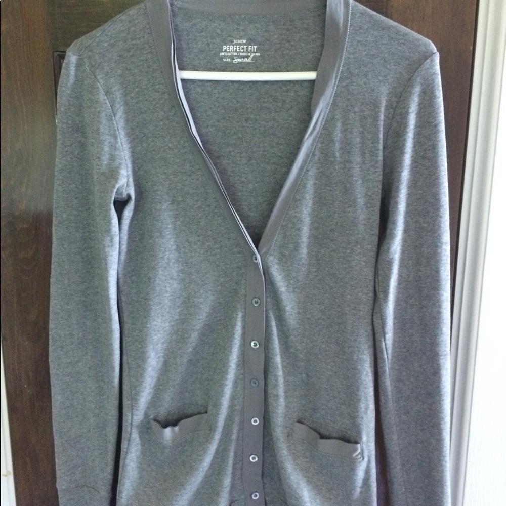 JCrew Perfect Fit gray knit cardigan, S