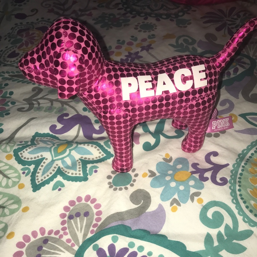 PINK "PEACE" Plush Dog