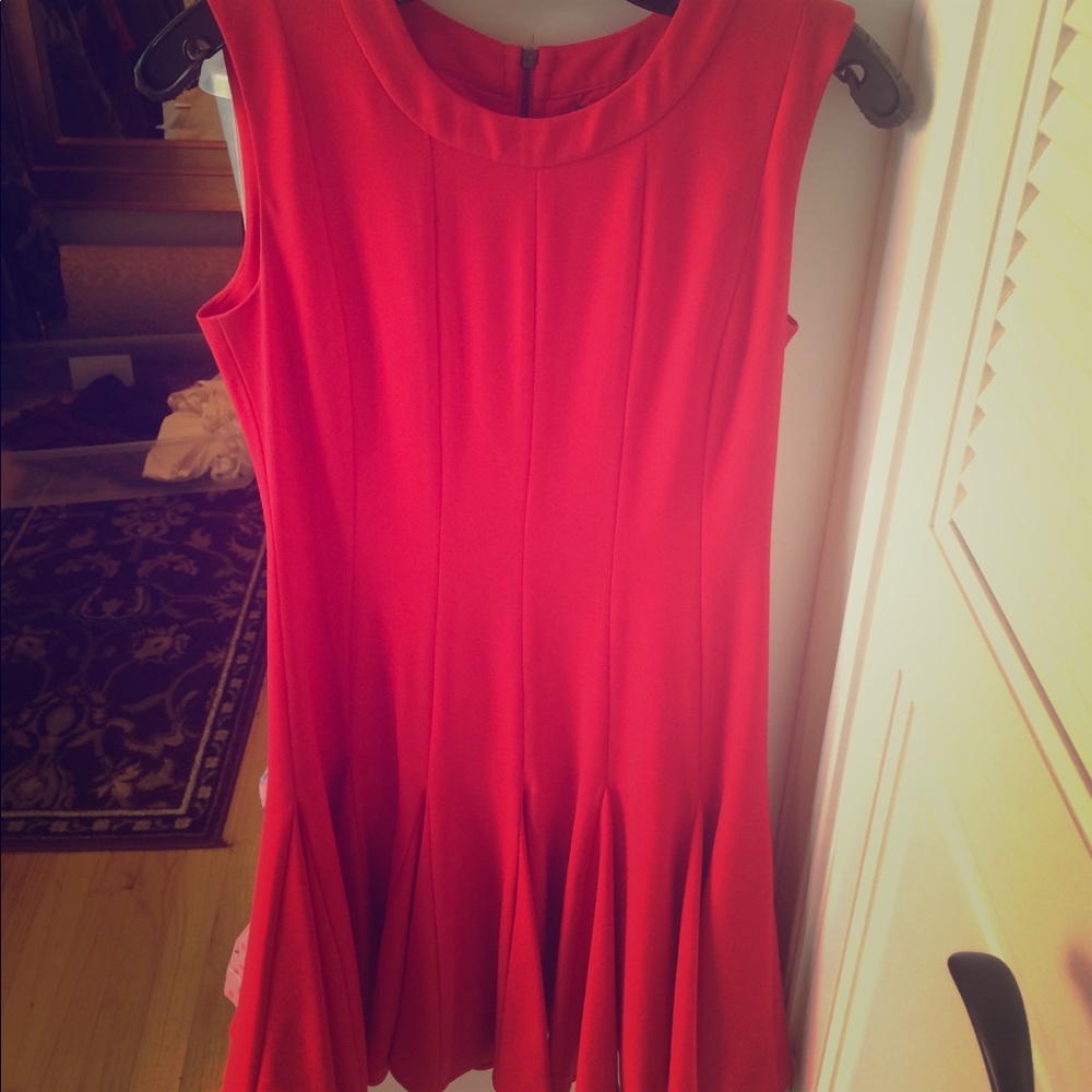 Red sleeveless flippy dress