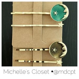 Crescent moon and star pin Set