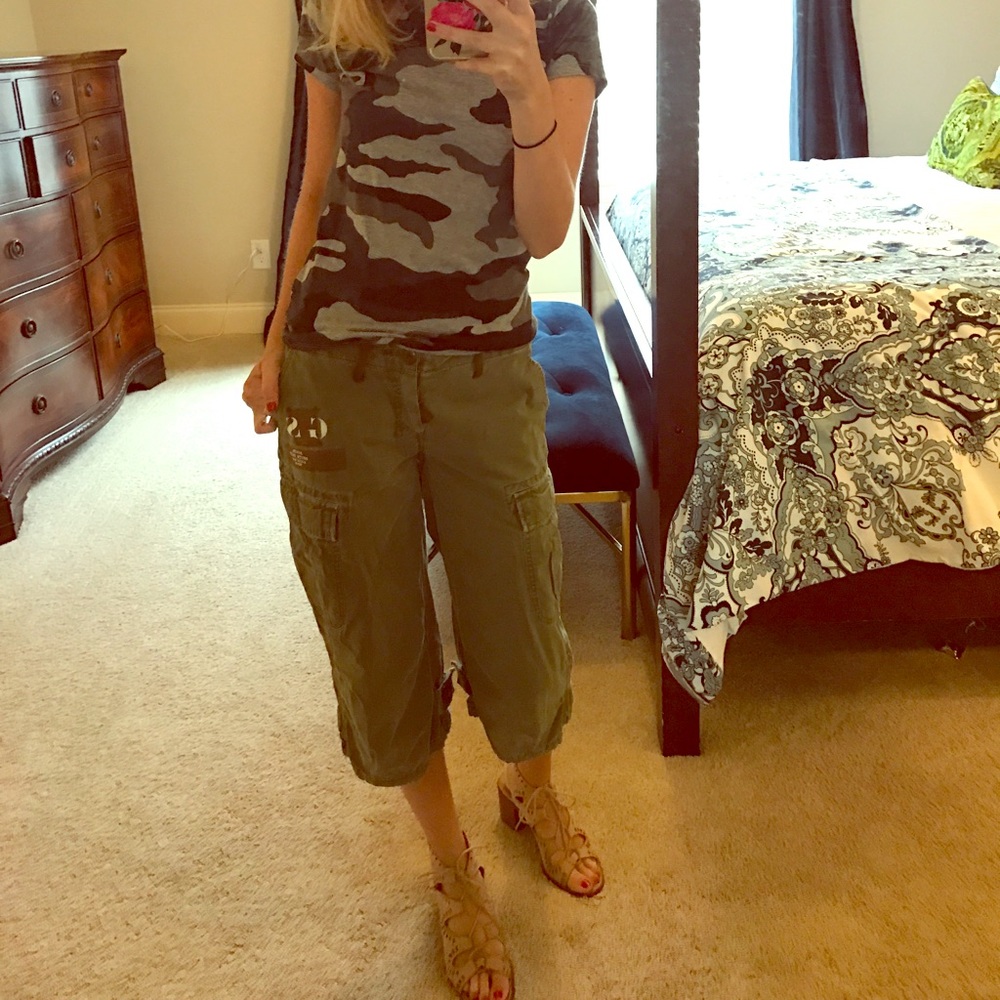 G-STAR RAW ARMY GREEN DENIM CAPRIS