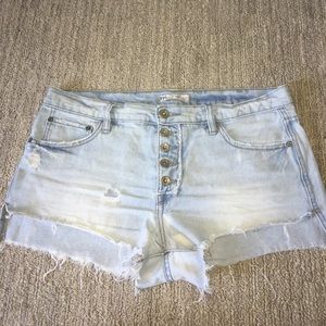 New Free People light wash blue denim shorts
