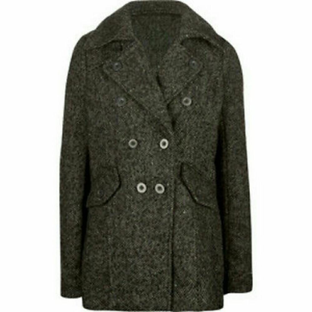 NWT Lost double breasted peacoat jacket sweater winter grey medium large button