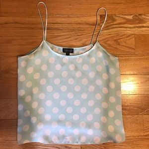 Blue and white polkadot tank by TOPSHOP.