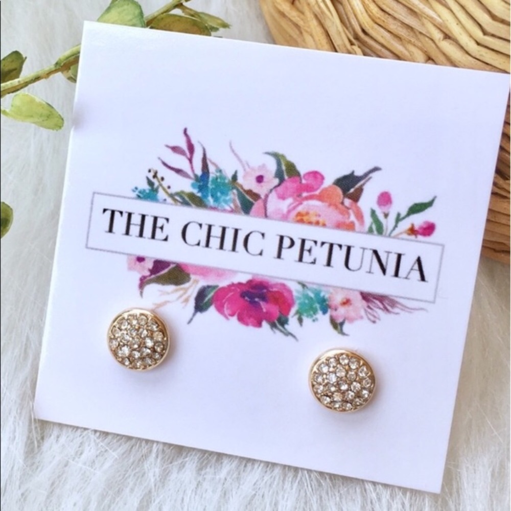 Gold and crystal pave earrings - Picture 1 of 5