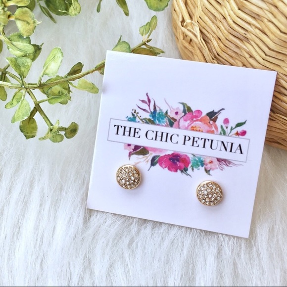 Gold and crystal pave earrings - Picture 2 of 5