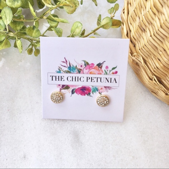 Gold and crystal pave earrings - Picture 3 of 5