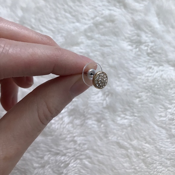 Gold and crystal pave earrings - Picture 4 of 5