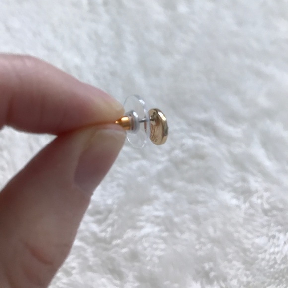 Gold and crystal pave earrings - Picture 5 of 5