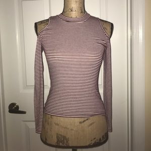 Cold Shoulder Striped Top