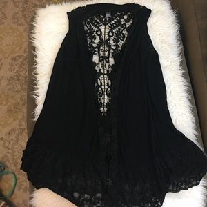 Lace and ruffle vest