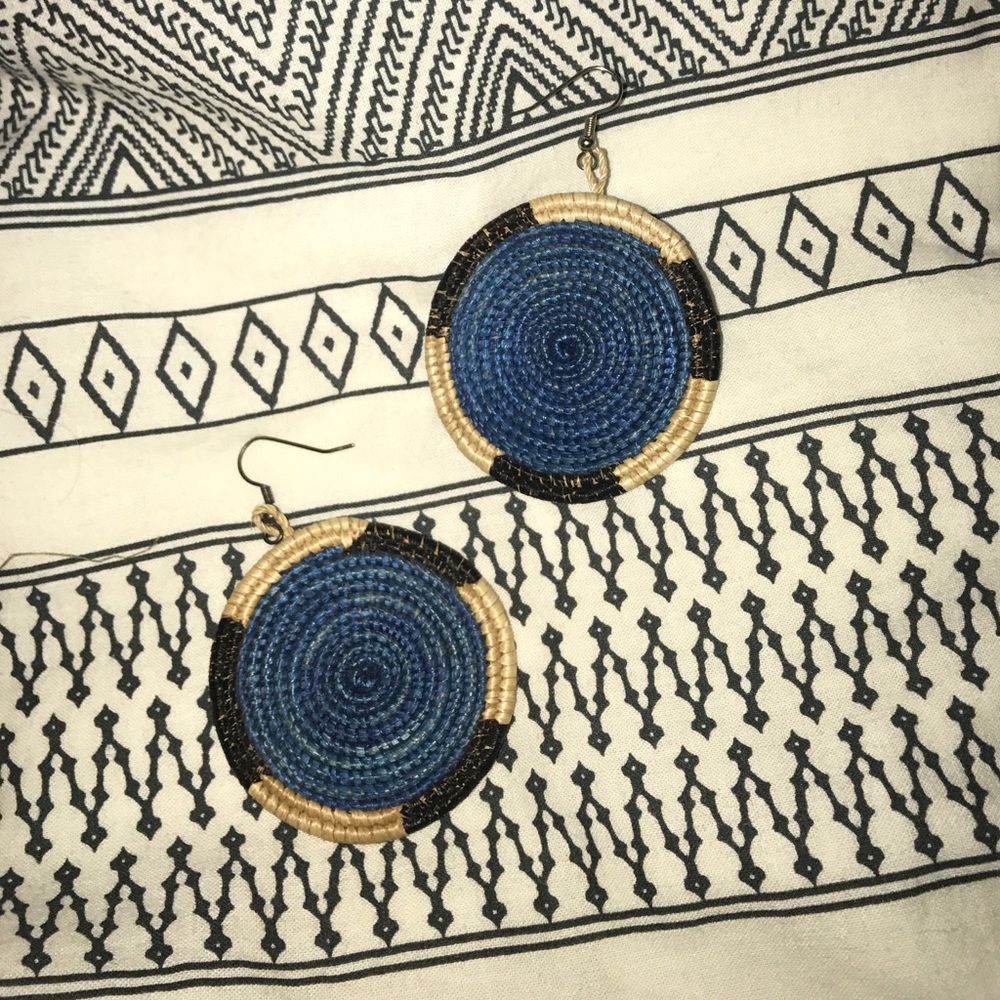 Funky and bold Rwandan reed woven earrings