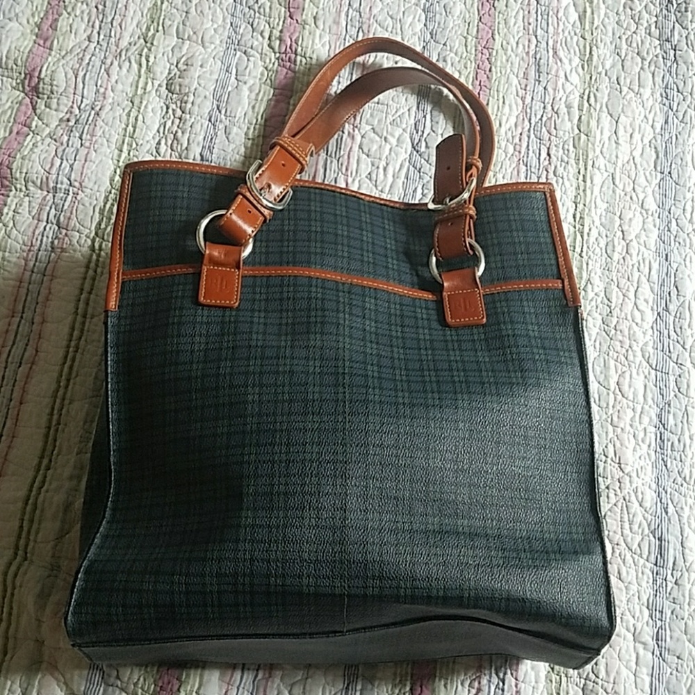 Vintage Ralph Lauren black watch plaid tote