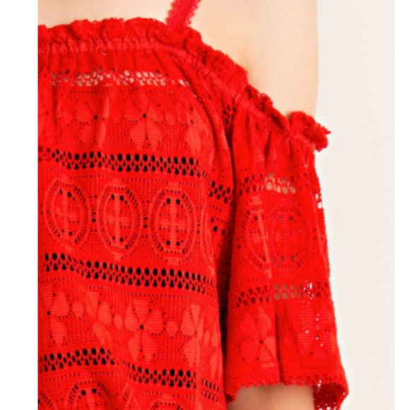 Red Lace Off Shoulder Top NWT - Picture 4 of 5