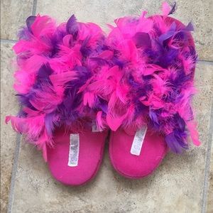 Feather slippers from Justice!