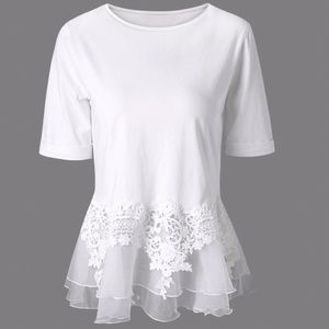 Layered Lace Peplum Short Sleeve Tee Top