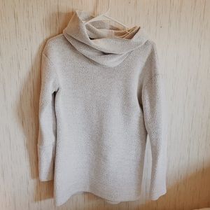 White cowl neck knit sweater