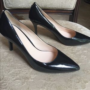 Cole Haan Patent Pumps in black. 3 inch heel.